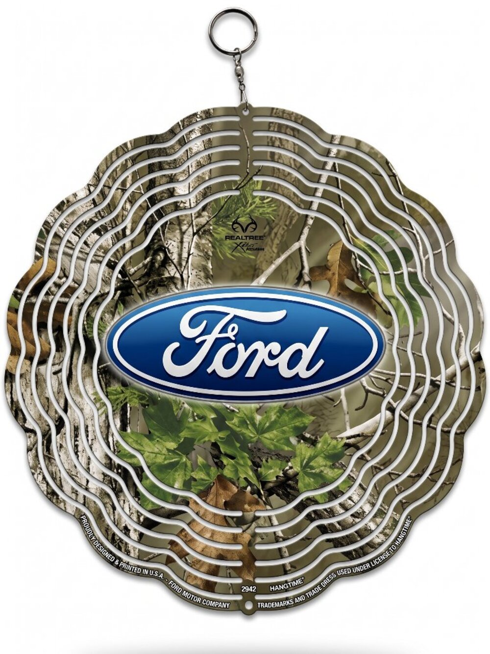 10" Ford Camo Logo Kinetic Wind Spinner - Hanging Metal Yard Decor